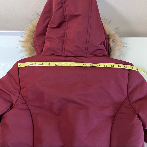 POINT ZERO |  Burgundy winter spring faux fur hooded snow jacket co… - Picture 12 of 16